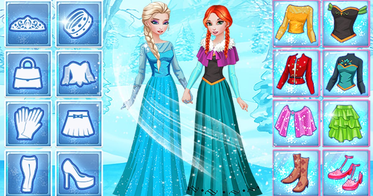 Elsa & Anna'S Icy Dress Up 🕹️ Play On Crazygames